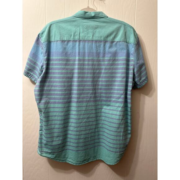Calvin Klein Jeans 2X Men’s Button Down, Teal, Blue, Purple Short Sleeve Shirt - Picture 6 of 6